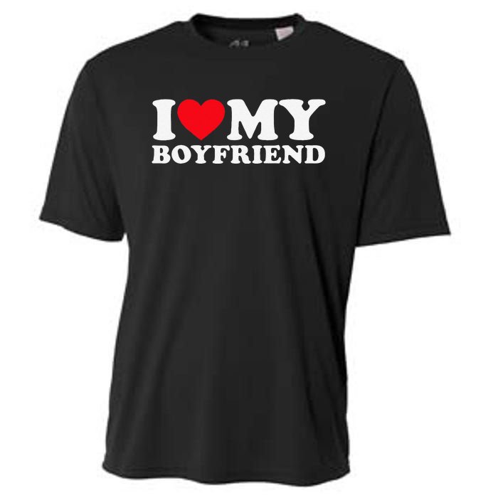 Funny I Love My Boyfriend Heart My Boyfriend Bf Cooling Performance Crew T-Shirt