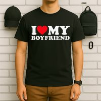 Funny I Love My Boyfriend Heart My Boyfriend Bf T-Shirt