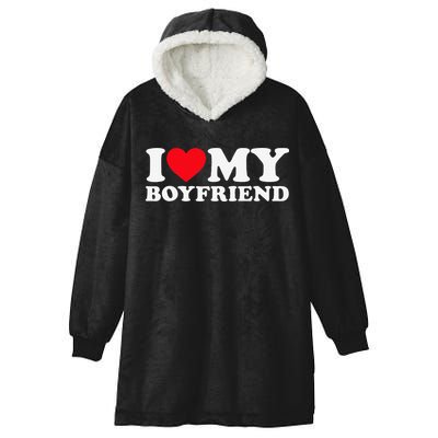 Funny I Love My Boyfriend Heart My Boyfriend Bf Hooded Wearable Blanket