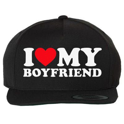 Funny I Love My Boyfriend Heart My Boyfriend Bf Wool Snapback Cap