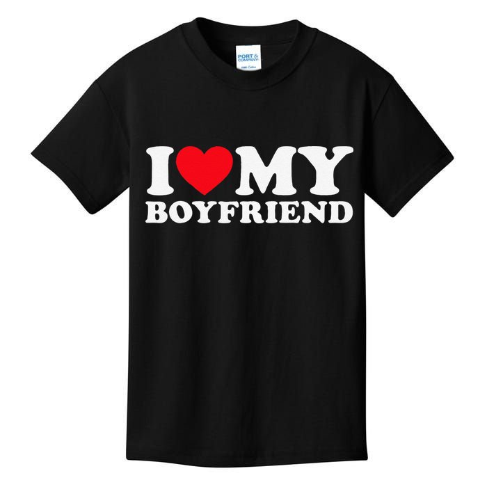 Funny I Love My Boyfriend Heart My Boyfriend Bf Kids T-Shirt