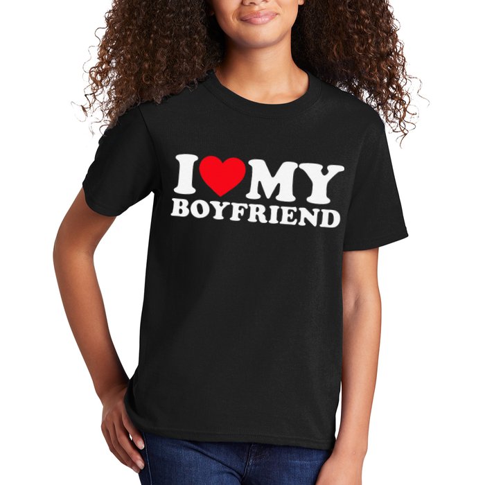 Funny I Love My Boyfriend Heart My Boyfriend Bf Kids T-Shirt