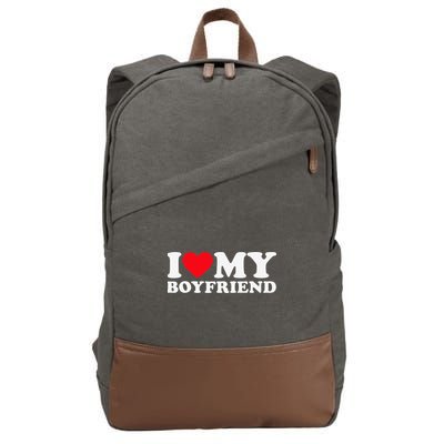 Funny I Love My Boyfriend Heart My Boyfriend Bf Cotton Canvas Backpack