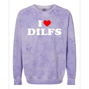 Funny I Love DILFs I Heart DILFs Red Heart Cool Colorblast Crewneck Sweatshirt