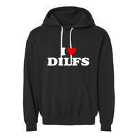 Funny I Love DILFs I Heart DILFs Red Heart Cool Garment-Dyed Fleece Hoodie