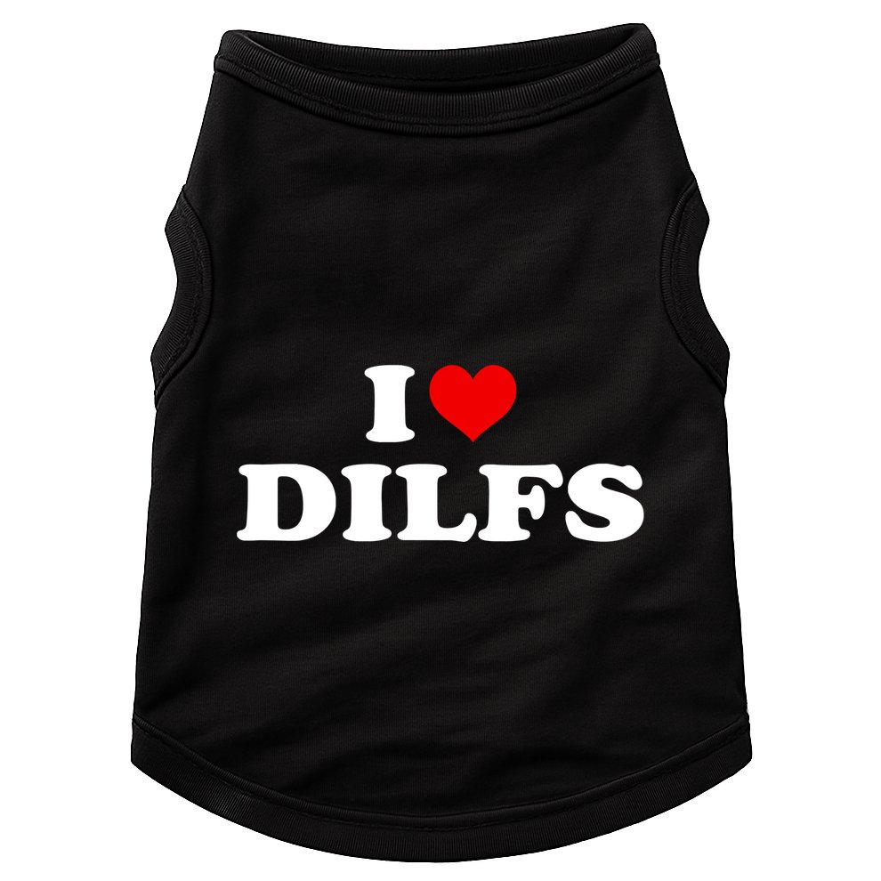 Funny I Love DILFs I Heart DILFs Red Heart Cool Doggie Tank