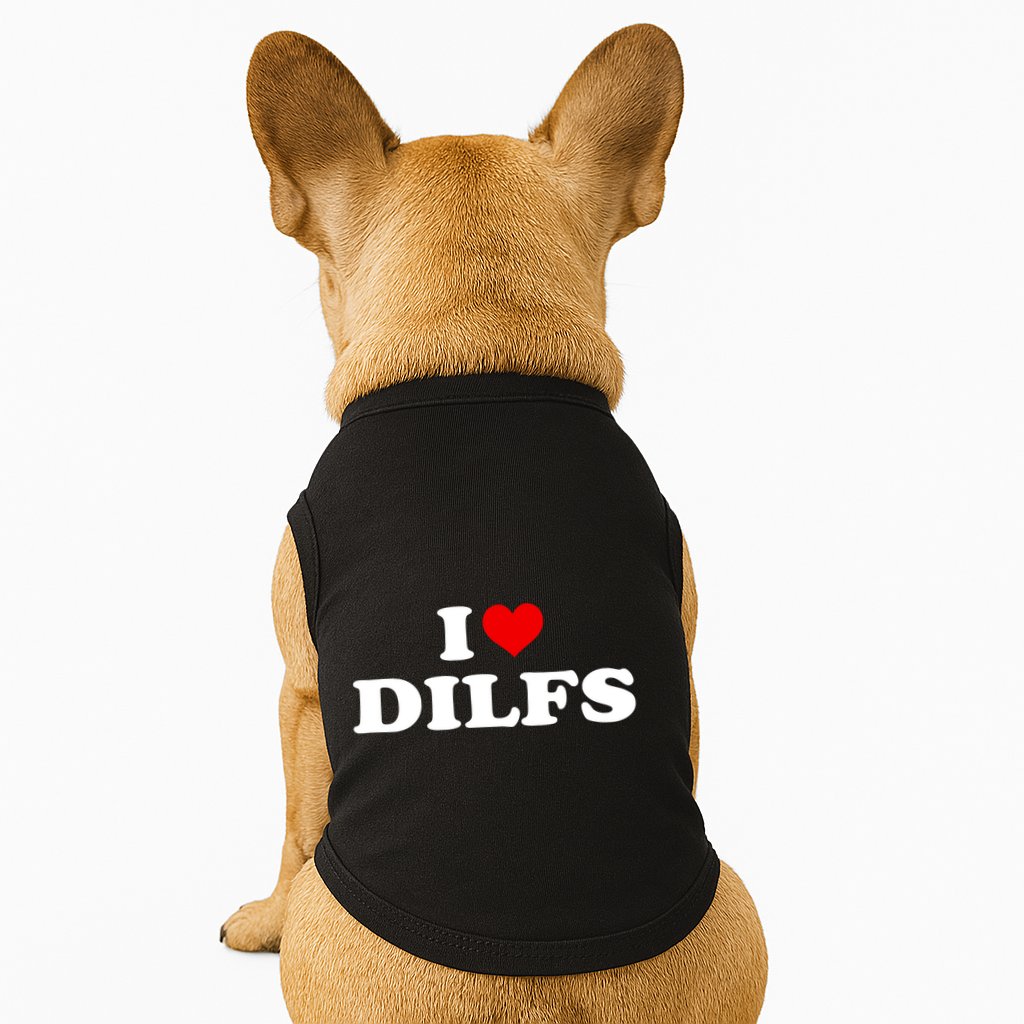 Funny I Love DILFs I Heart DILFs Red Heart Cool Doggie Tank