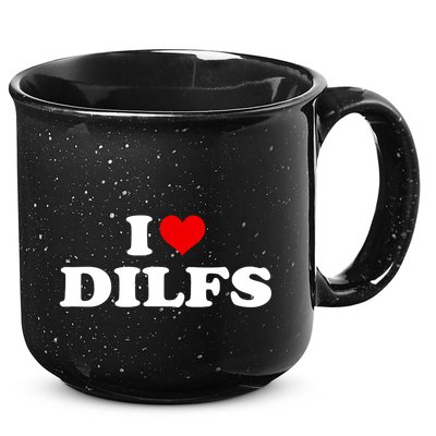 Funny I Love DILFs I Heart DILFs Red Heart Cool 15oz Campfire Ceramic Mug