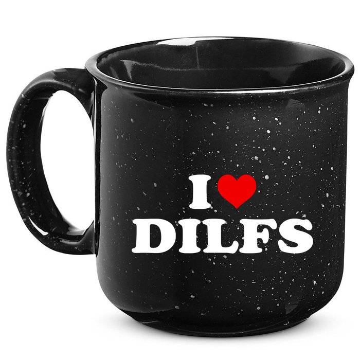 Funny I Love DILFs I Heart DILFs Red Heart Cool 15oz Campfire Ceramic Mug