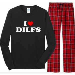 Funny I Love DILFs I Heart DILFs Red Heart Cool Long Sleeve Pajama Set