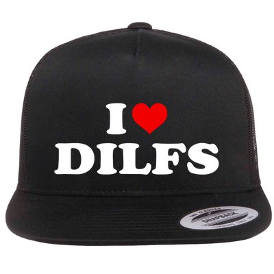 Funny I Love DILFs I Heart DILFs Red Heart Cool Flatbill Hat