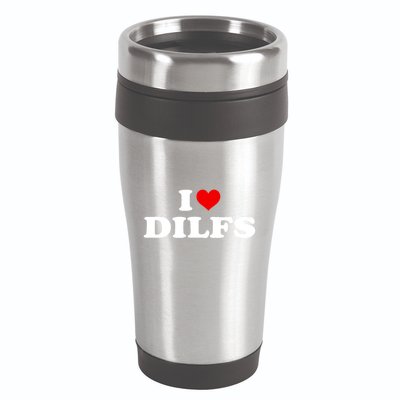 Funny I Love DILFs I Heart DILFs Red Heart Cool 16oz Travel Tumbler