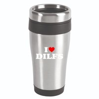Funny I Love DILFs I Heart DILFs Red Heart Cool 16oz Travel Tumbler