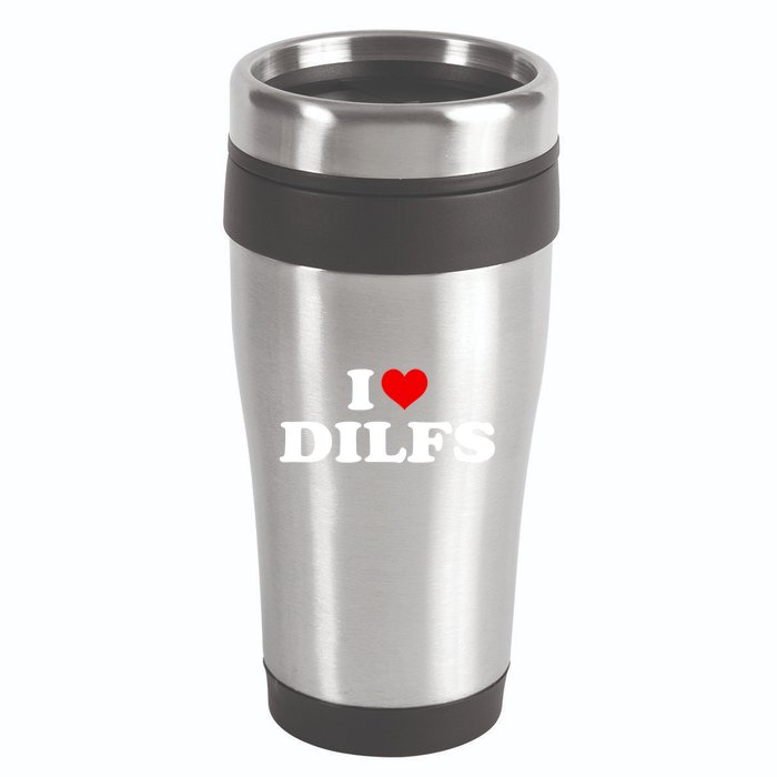 Funny I Love DILFs I Heart DILFs Red Heart Cool 16oz Travel Tumbler