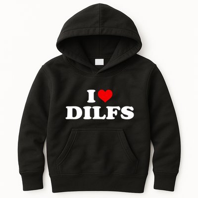 Funny I Love DILFs I Heart DILFs Red Heart Cool Kids Hoodie