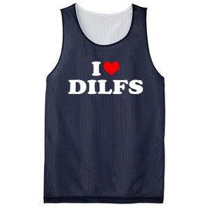 Funny I Love DILFs I Heart DILFs Red Heart Cool Mesh Reversible Basketball Jersey Tank