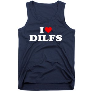 Funny I Love DILFs I Heart DILFs Red Heart Cool Tank Top