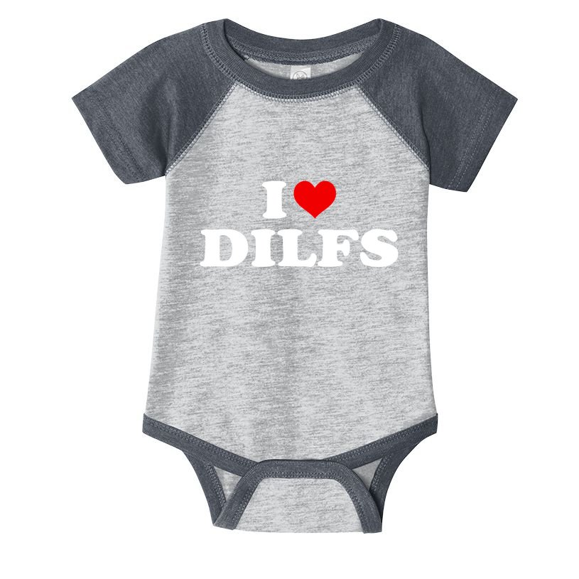 Funny I Love DILFs I Heart DILFs Red Heart Cool Infant Baby Jersey Bodysuit