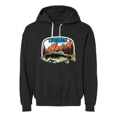 Fishing In Louisiana Retro Nature Louisiana Fishing Garment-Dyed Fleece Hoodie