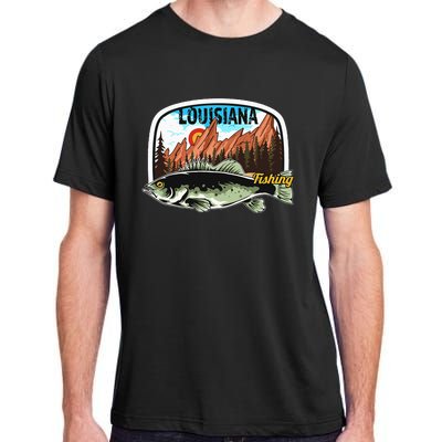 Fishing In Louisiana Retro Nature Louisiana Fishing Adult ChromaSoft Performance T-Shirt