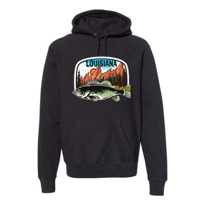 Fishing In Louisiana Retro Nature Louisiana Fishing Premium Hoodie