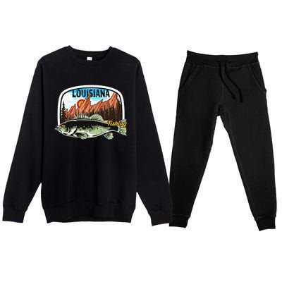 Fishing In Louisiana Retro Nature Louisiana Fishing Premium Crewneck Sweatsuit Set