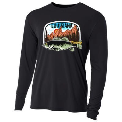 Fishing In Louisiana Retro Nature Louisiana Fishing Cooling Performance Long Sleeve Crew