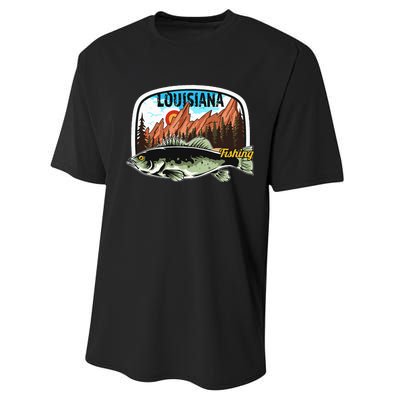 Fishing In Louisiana Retro Nature Louisiana Fishing Performance Sprint T-Shirt