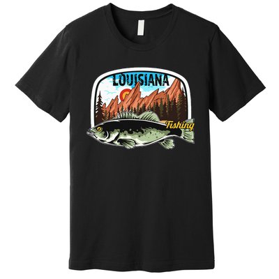 Fishing In Louisiana Retro Nature Louisiana Fishing Premium T-Shirt