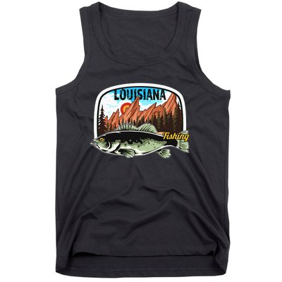 Fishing In Louisiana Retro Nature Louisiana Fishing Tank Top