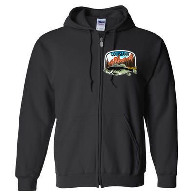 Fishing In Louisiana Retro Nature Louisiana Fishing Full Zip Hoodie