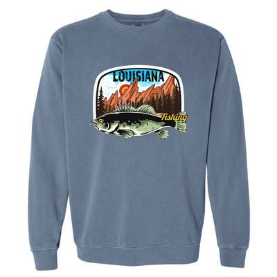 Fishing In Louisiana Retro Nature Louisiana Fishing Garment-Dyed Sweatshirt