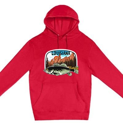 Fishing In Louisiana Retro Nature Louisiana Fishing Premium Pullover Hoodie