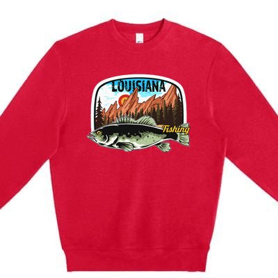 Fishing In Louisiana Retro Nature Louisiana Fishing Premium Crewneck Sweatshirt