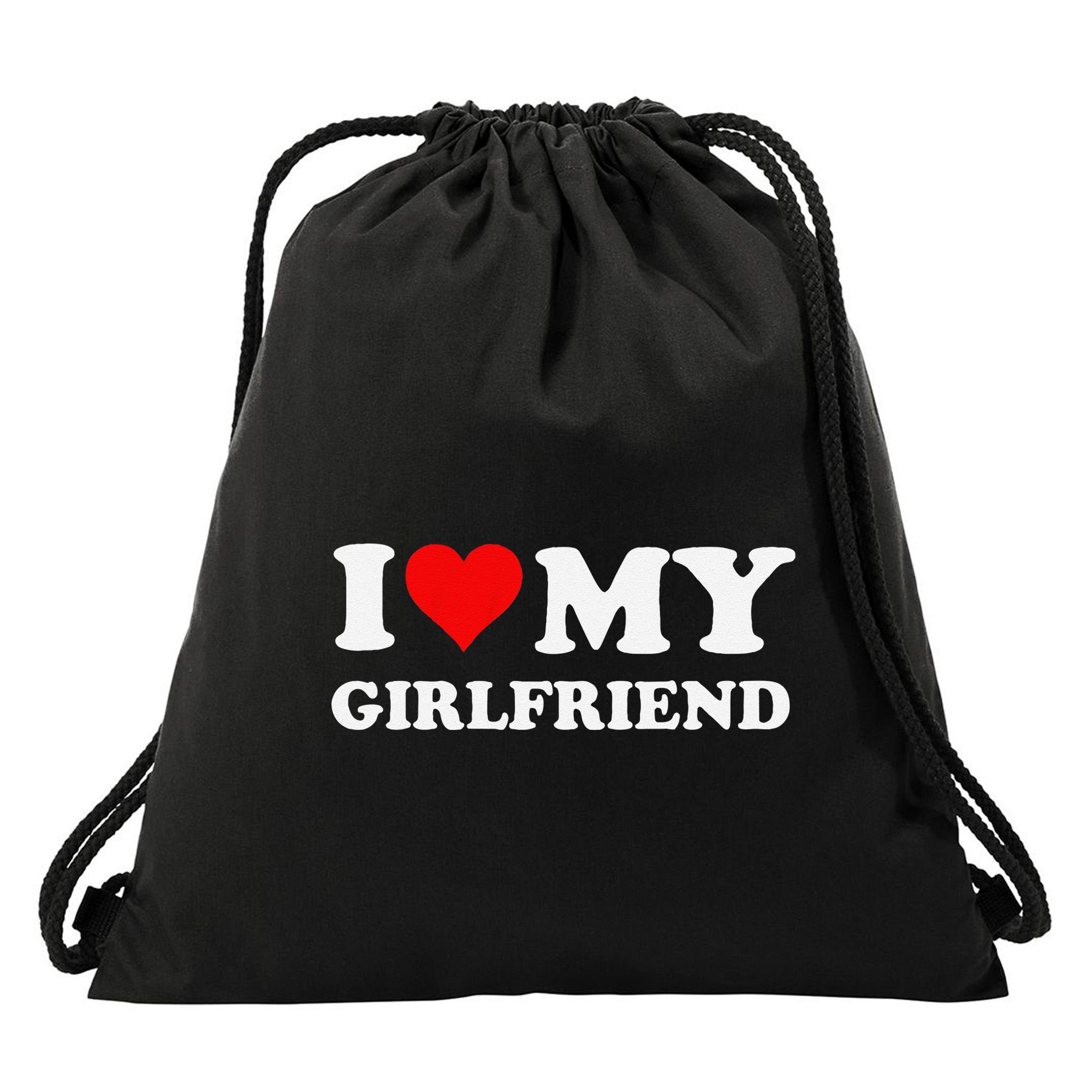Funny I Love My Girlfriend Gf I Heart My Girlfriend Gf Funny Drawstring Bag