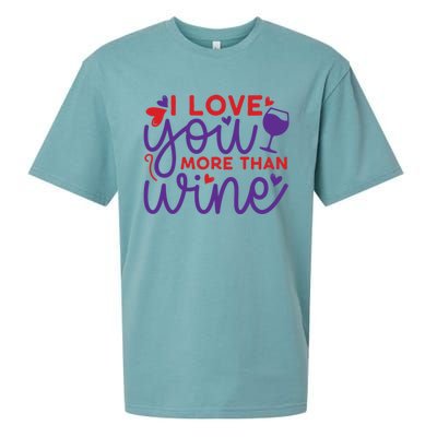 Funny I Love You More Than Wine Valentines Day Cool Gift Sueded Cloud Jersey T-Shirt