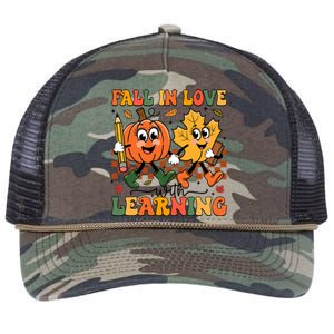 Fall In Love With Learning Thanksgiving Teacher Student Retro Rope Trucker Hat Cap