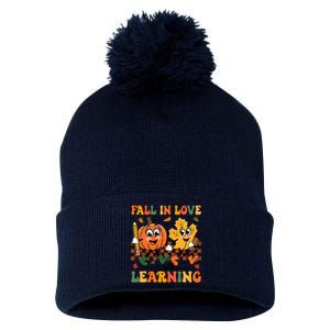 Fall In Love With Learning Thanksgiving Teacher Student Pom Pom 12in Knit Beanie