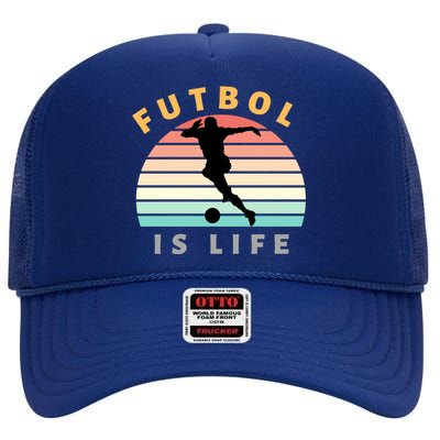 Futbol Is Life High Crown Mesh Back Trucker Hat