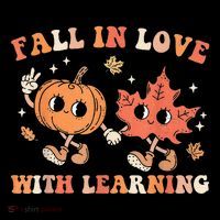 Fall In Love With Learning Fall Teacher Thanksgiving Retro Drawstring Bag