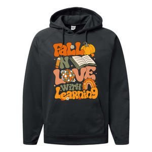 Fall In Love With Learning Autum Thanksgiving Teacher Performance Fleece Hoodie