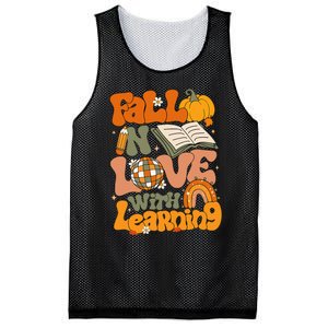 Fall In Love With Learning Autum Thanksgiving Teacher Mesh Reversible Basketball Jersey Tank