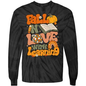 Fall In Love With Learning Autum Thanksgiving Teacher Tie-Dye Long Sleeve Shirt