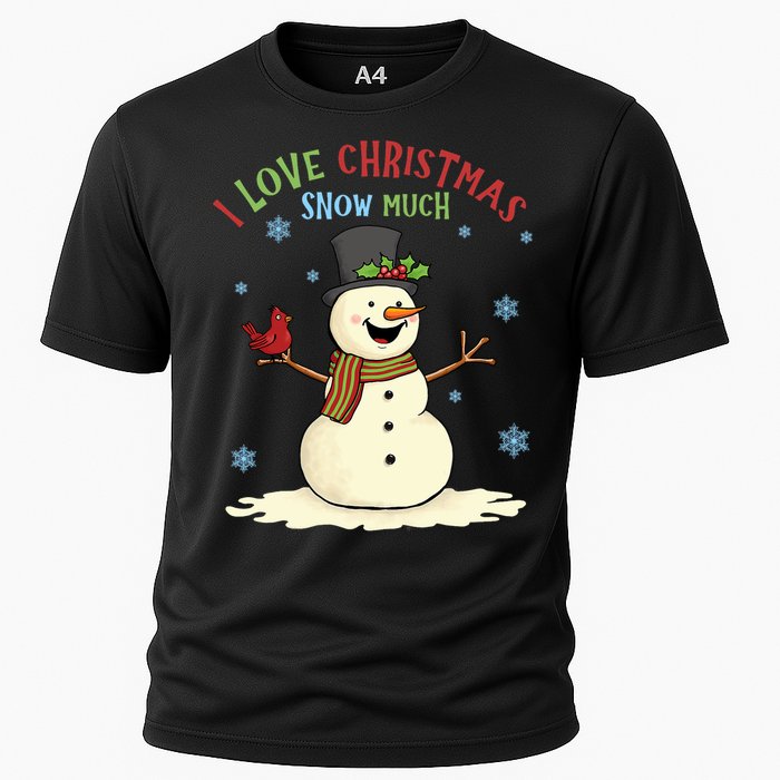 Funny I Love Christmas Snow Much Cute Snowman Cooling Performance Crew T-Shirt