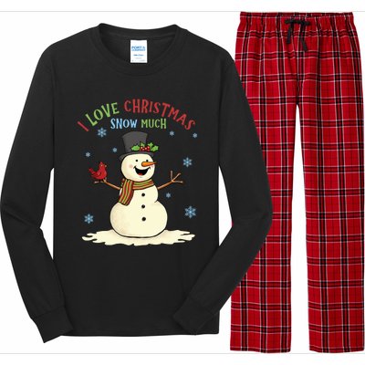 Funny I Love Christmas Snow Much Cute Snowman Long Sleeve Pajama Set