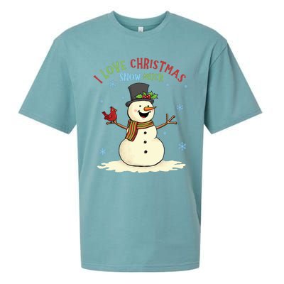 Funny I Love Christmas Snow Much Cute Snowman Sueded Cloud Jersey T-Shirt