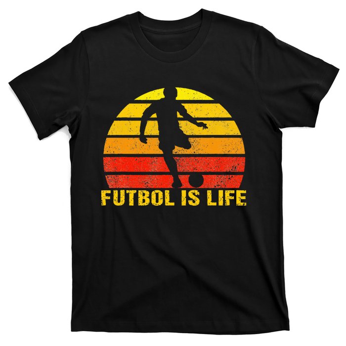 Futbol Is Life Vintage Soccer Player Sports Futbol T-Shirt