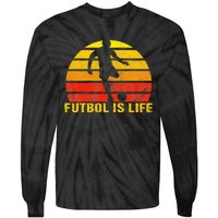 Futbol Is Life Vintage Soccer Player Sports Futbol Tie-Dye Long Sleeve Shirt