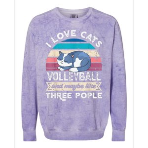 funny I love Cats Volleyball and like Three People Colorblast Crewneck Sweatshirt