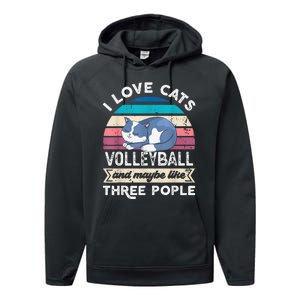 funny I love Cats Volleyball and like Three People Performance Fleece Hoodie